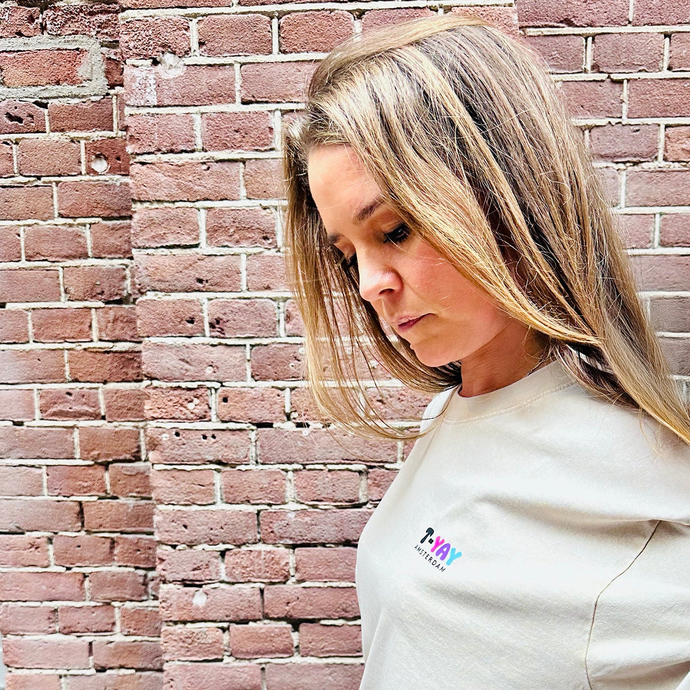 Oversized t-shirt - Creme de la creme - beige backprint