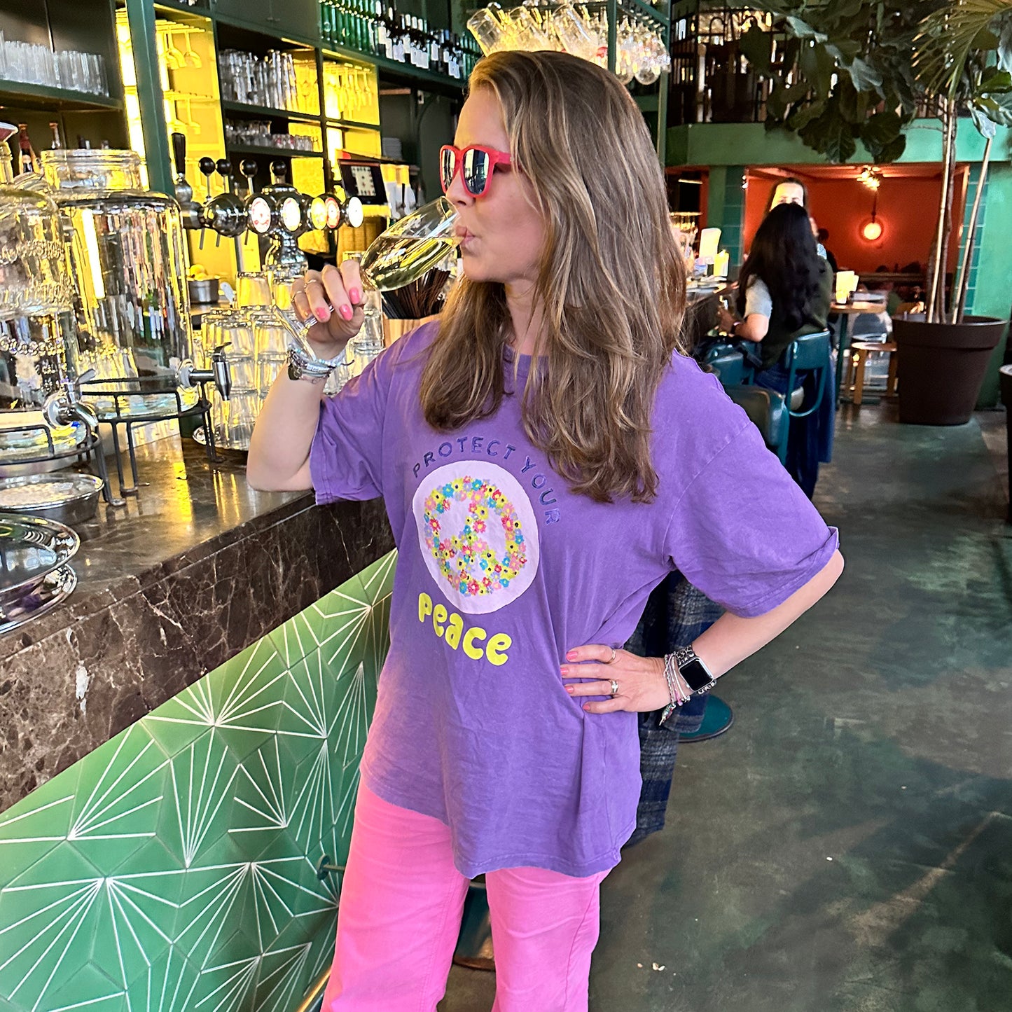 Oversized t-shirt - Protect your peace - lilac