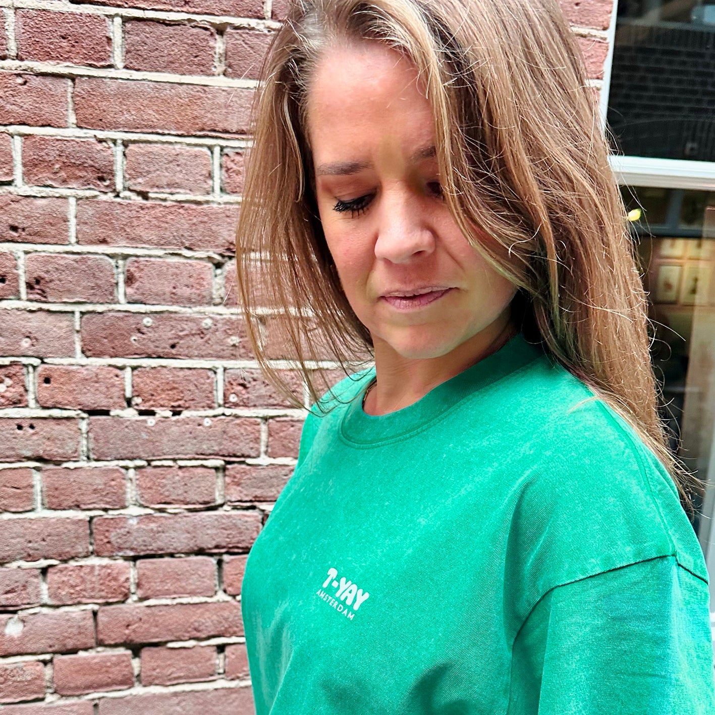 Oversized t-shirt - Sip happens - green backprint