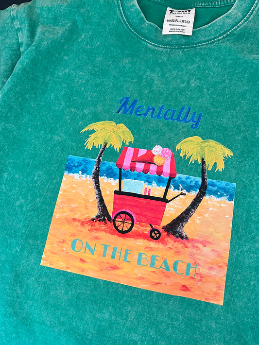 Oversized t-shirt - Mentally on the beach - green