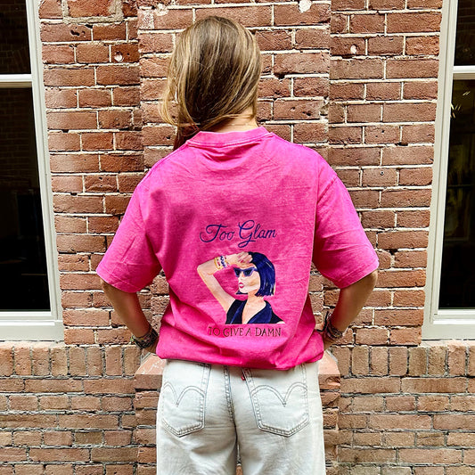 Oversized t-shirt - Too glam - pink backprint
