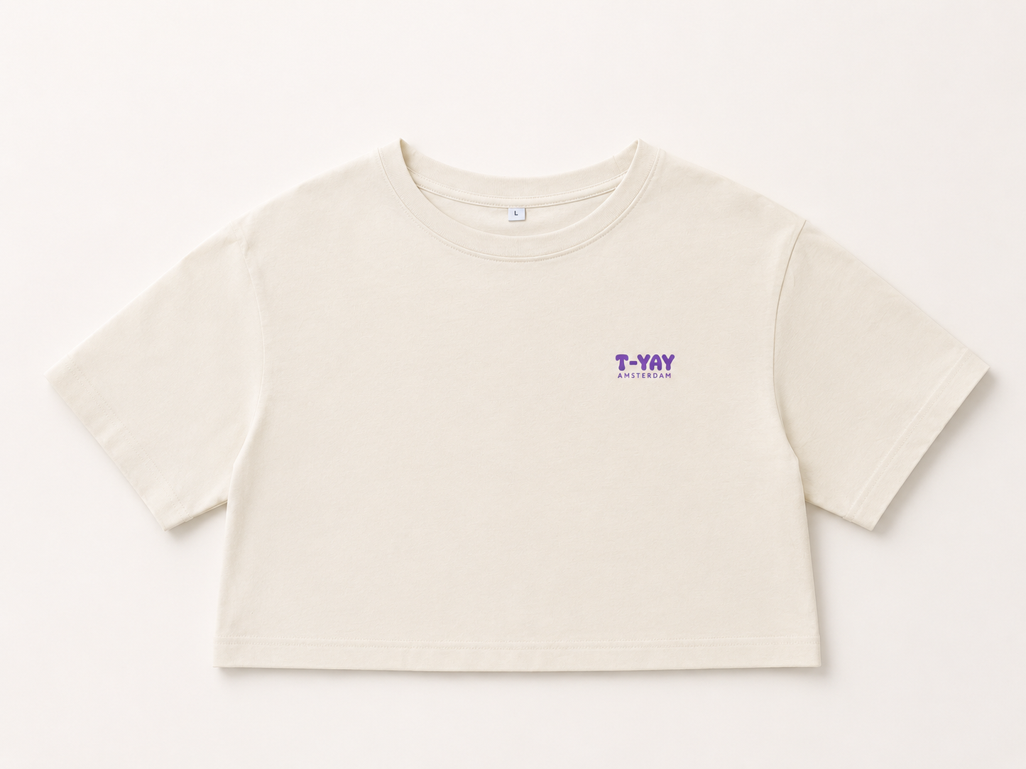 Cropped t-shirt - Soft but spicy - beige backprint