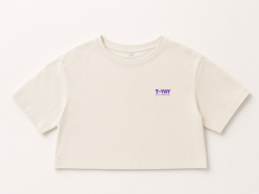Cropped t-shirt - Soft but spicy - beige backprint