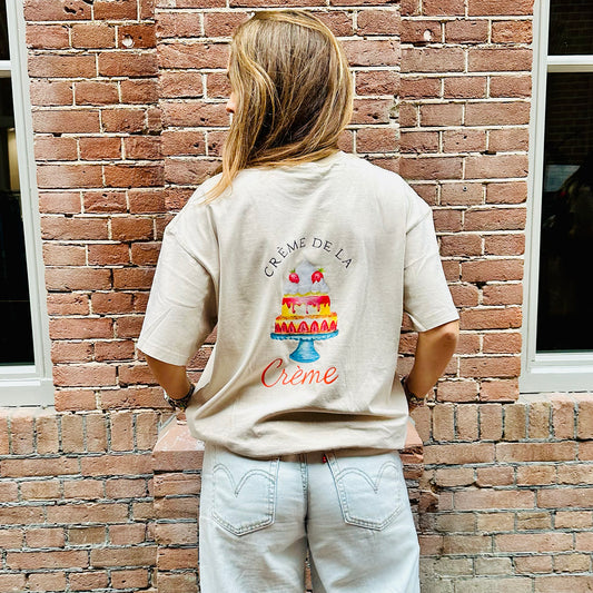 Oversized t-shirt - Creme de la creme - beige backprint