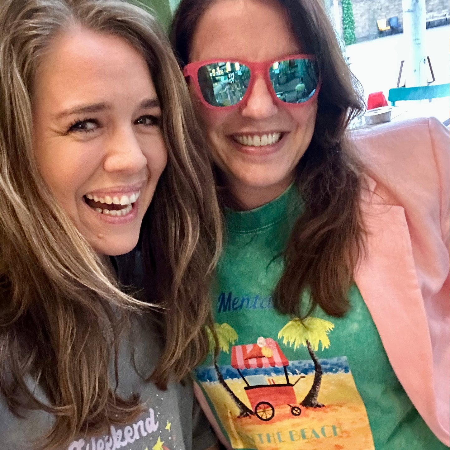 Oversized t-shirt - Mentally on the beach - green