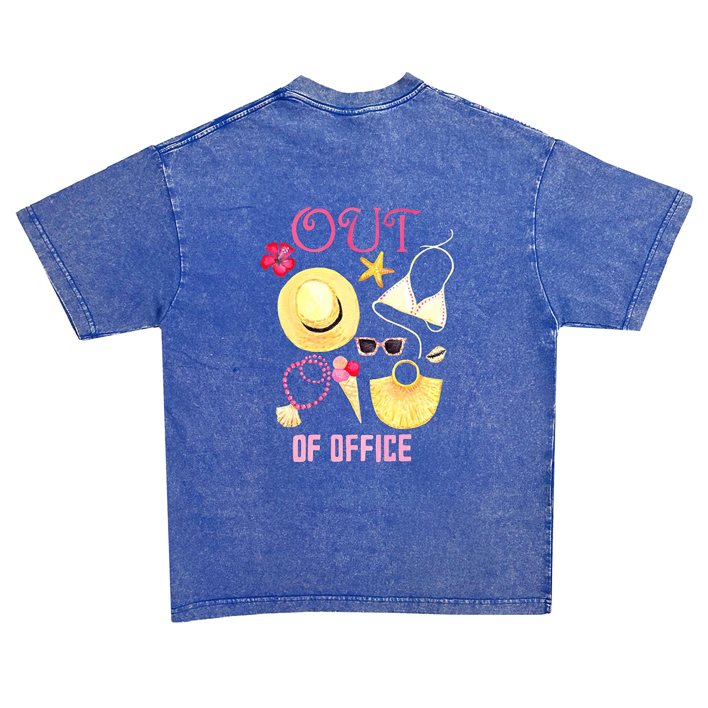 Oversized t-shirt - Out of office - blue backprint