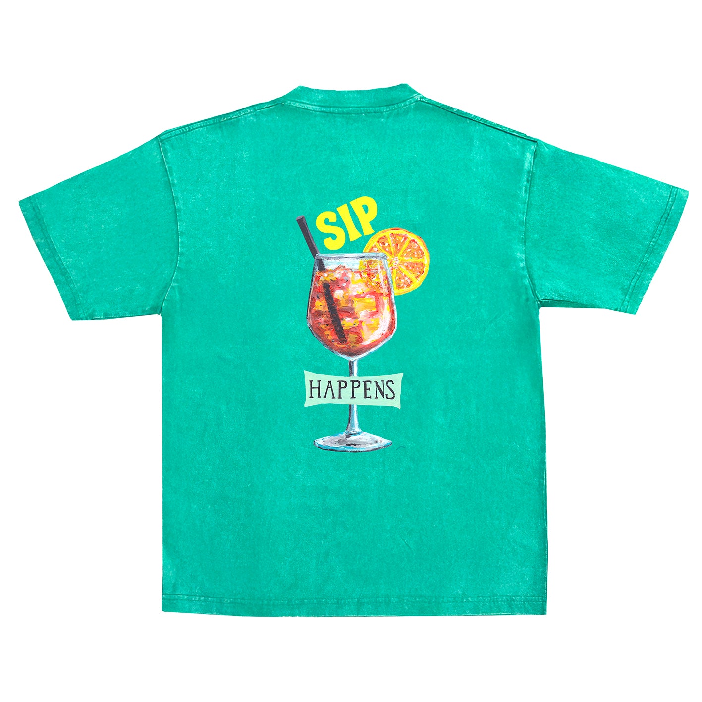 Oversized t-shirt - Sip happens - green backprint