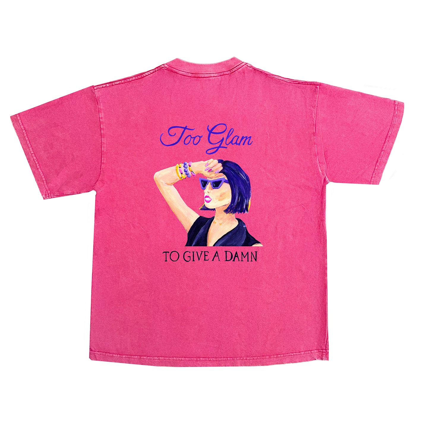 Oversized t-shirt - Too glam - pink backprint
